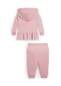 Baby Girls Velour Hoodie & Jogger Pants Set