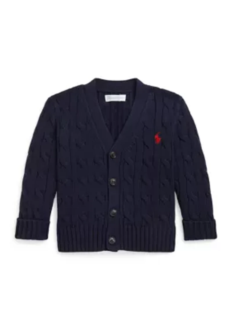 Baby Boys Cable-Knit Cotton V-Neck Cardigan