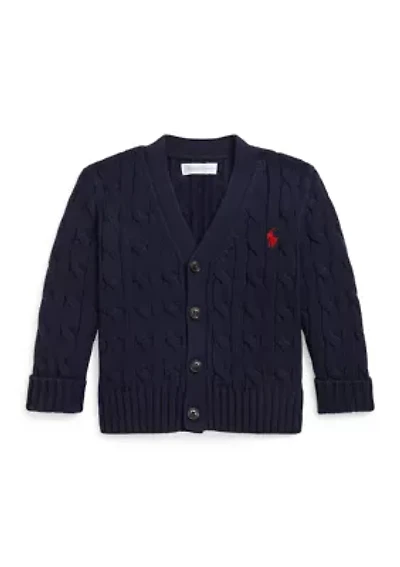 Baby Boys Cable-Knit Cotton V-Neck Cardigan
