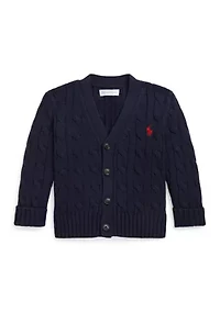 Baby Boys Cable-Knit Cotton V-Neck Cardigan