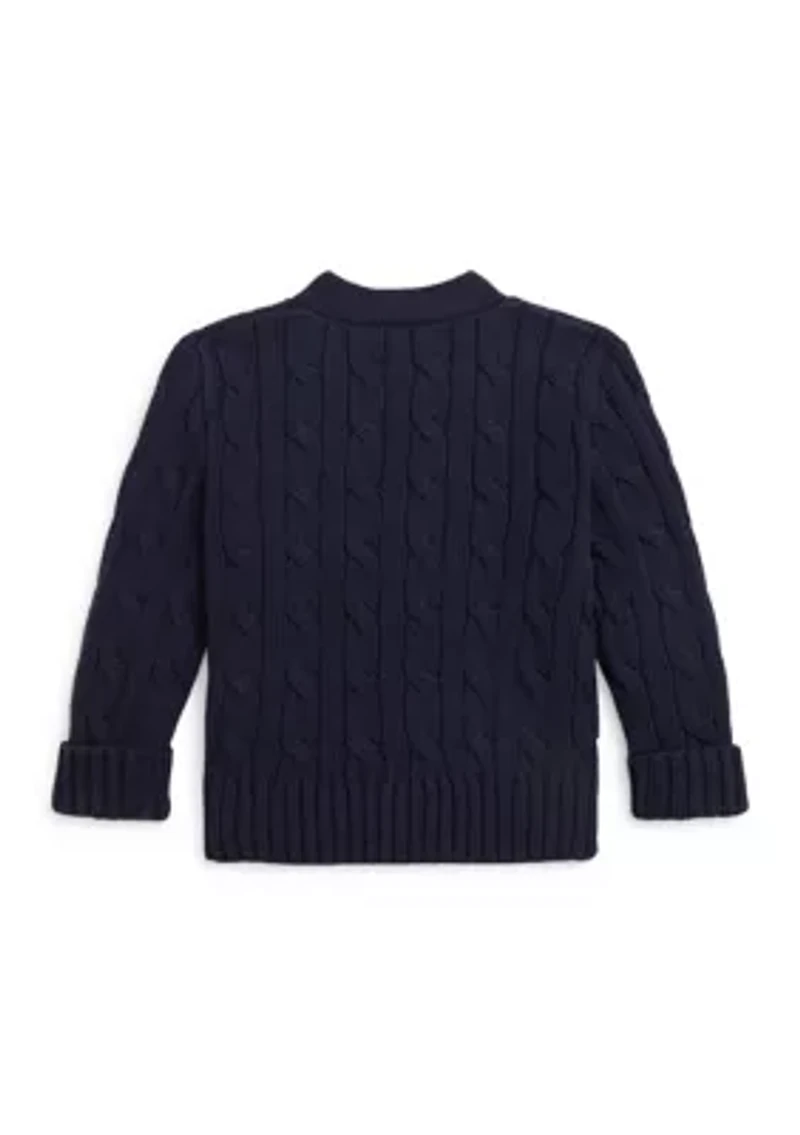 Baby Boys Cable-Knit Cotton V-Neck Cardigan