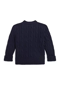 Baby Boys Cable-Knit Cotton V-Neck Cardigan