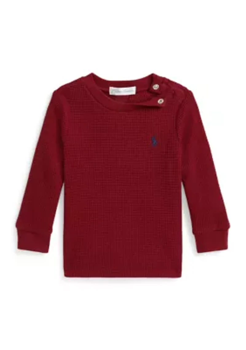 Baby Boys Waffle-Knit Cotton Long-Sleeve T-Shirt