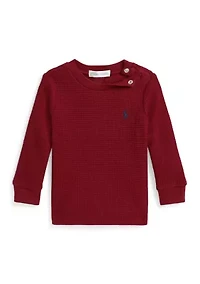 Baby Boys Waffle-Knit Cotton Long-Sleeve T-Shirt