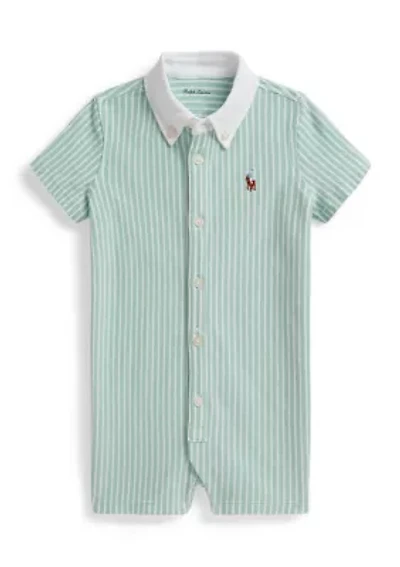 Baby Boys Striped Knit Oxford Shortall