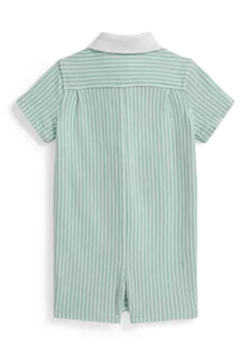 Baby Boys Striped Knit Oxford Shortall