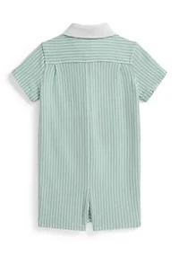 Baby Boys Striped Knit Oxford Shortall