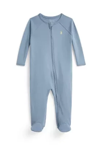 Baby Boy Cotton Interlock Footed Coverall