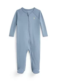 Baby Boy Cotton Interlock Footed Coverall