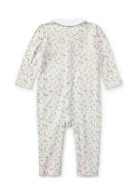 Baby Girls Floral Print Cotton Coverall