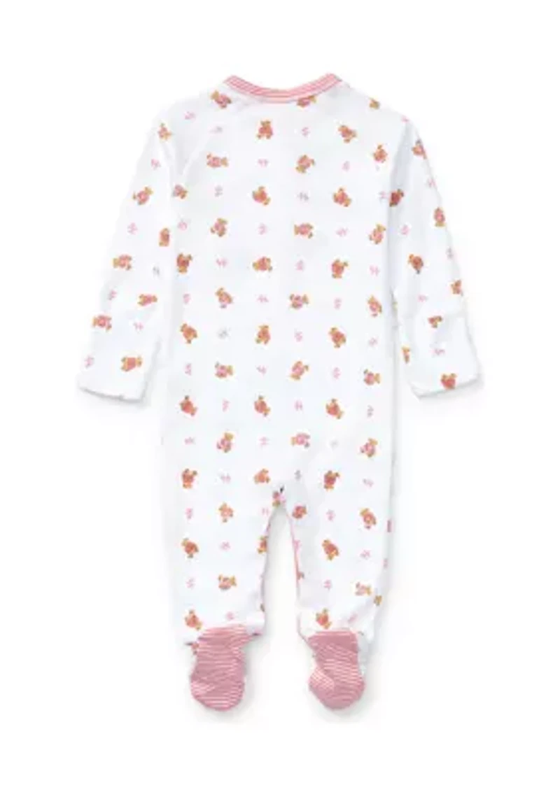 Baby Girls Bear Print Cotton Coverall