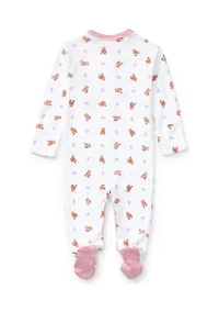 Baby Girls Bear Print Cotton Coverall