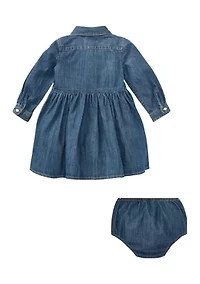 Infant Girls Denim Shirtdress and Bloomer