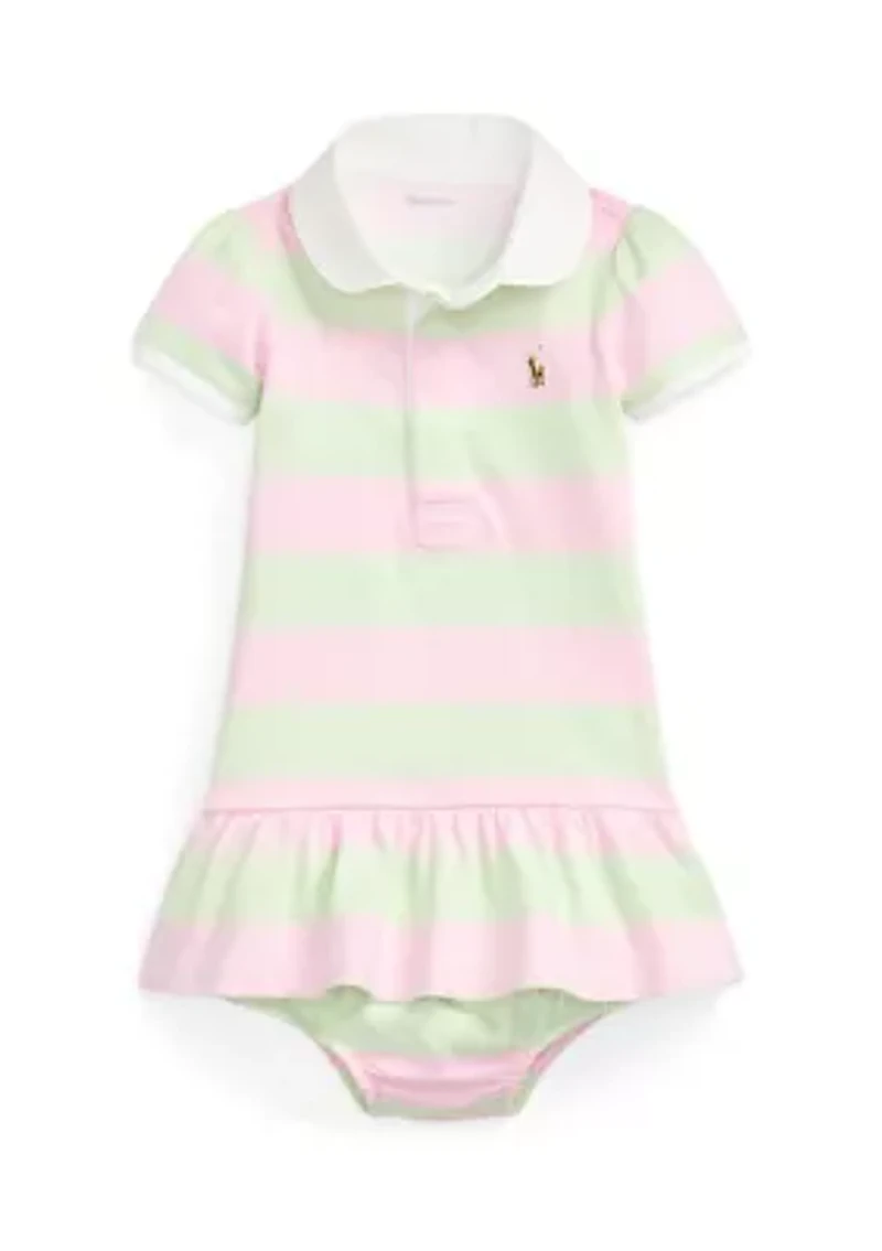 Baby Girls Striped Cotton Rugby Dress & Bloomer