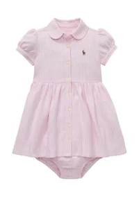 Baby Girls Striped Knit Oxford Dress
