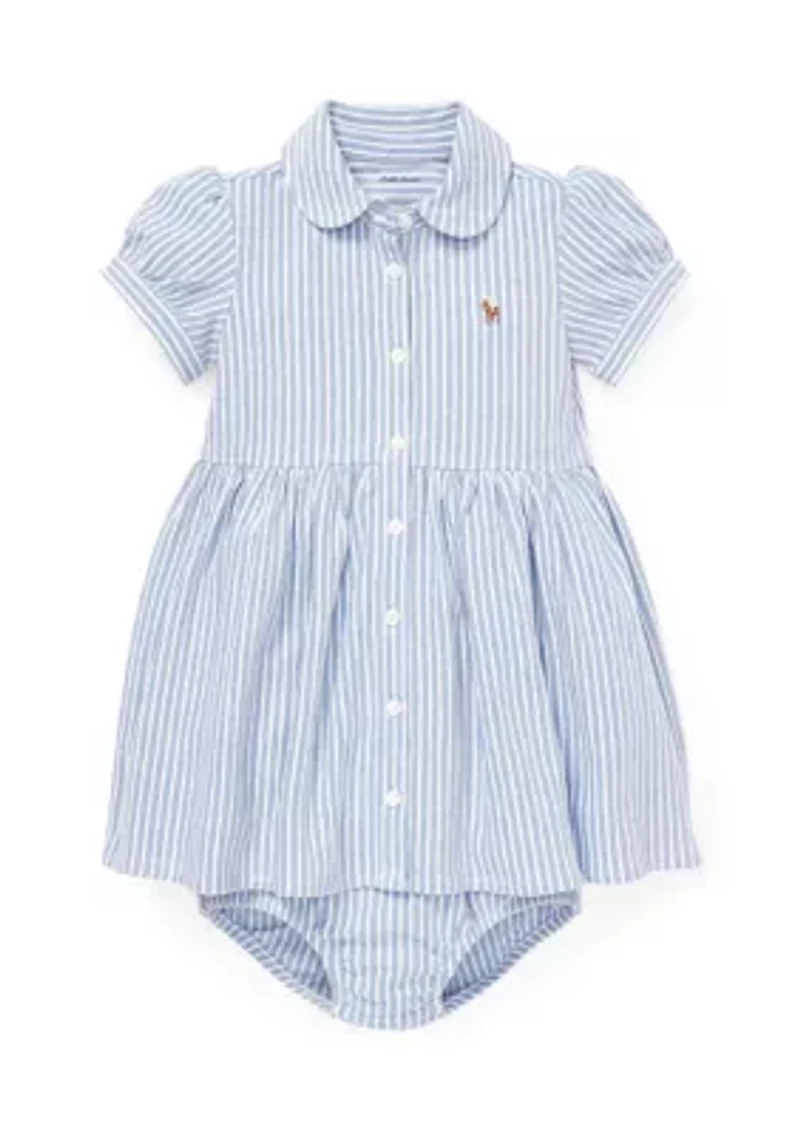 Baby Girls Striped Knit Oxford Dress