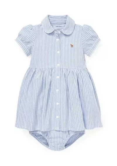 Baby Girls Striped Knit Oxford Dress