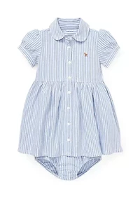 Baby Girls Striped Knit Oxford Dress