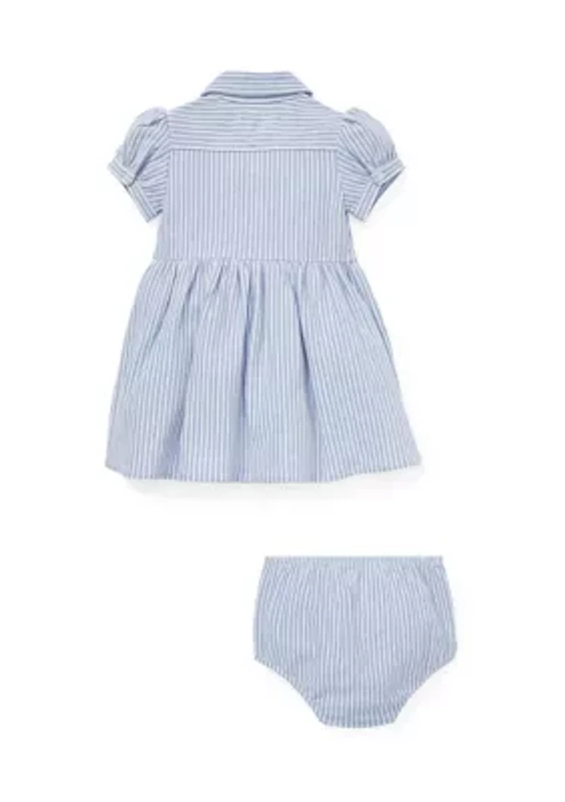 Baby Girls Striped Knit Oxford Dress