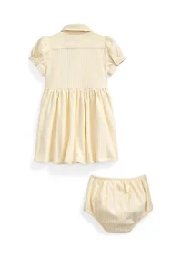 Baby Girls Striped Knit Oxford Dress