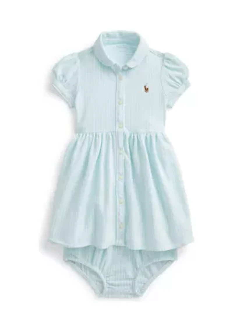 Baby Girls Striped Knit Oxford Dress