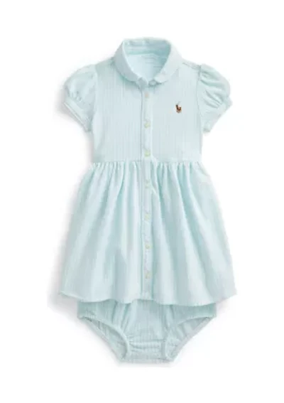 Baby Girls Striped Knit Oxford Dress