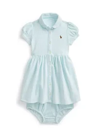 Baby Girls Striped Knit Oxford Dress