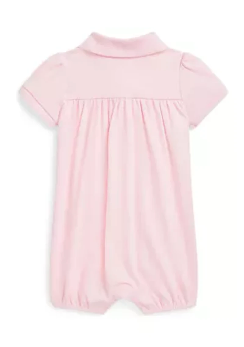 Baby Girls Cotton Interlock Polo Bubble Shortall