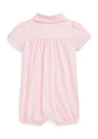Baby Girls Cotton Interlock Polo Bubble Shortall