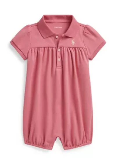 Baby Girls Cotton Interlock Polo Bubble Shortalls