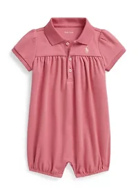 Baby Girls Cotton Interlock Polo Bubble Shortalls