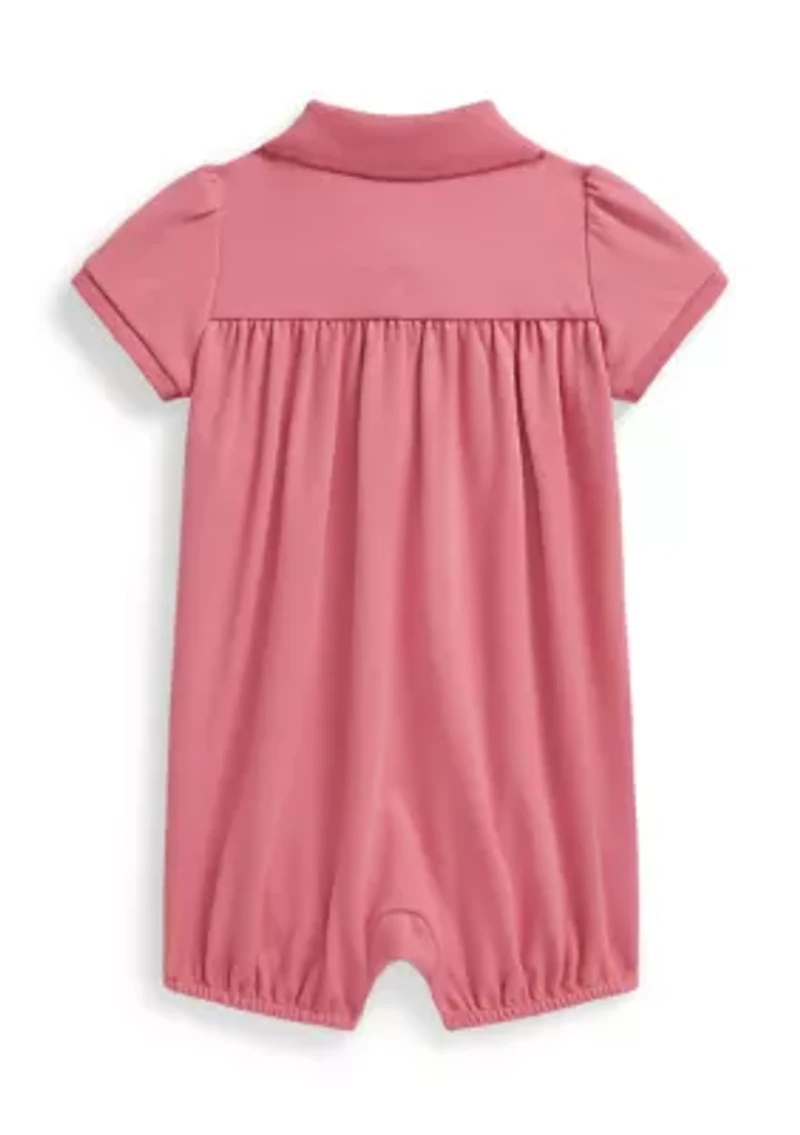 Baby Girls Cotton Interlock Polo Bubble Shortalls