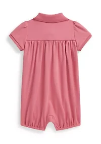 Baby Girls Cotton Interlock Polo Bubble Shortalls