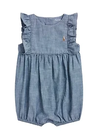 Baby Girls Indigo Chambray Bubble Shortall