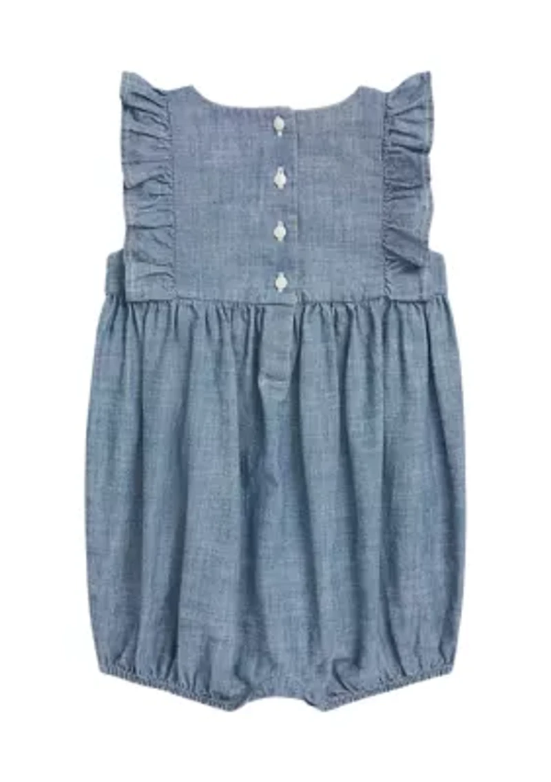 Baby Girls Indigo Chambray Bubble Shortall