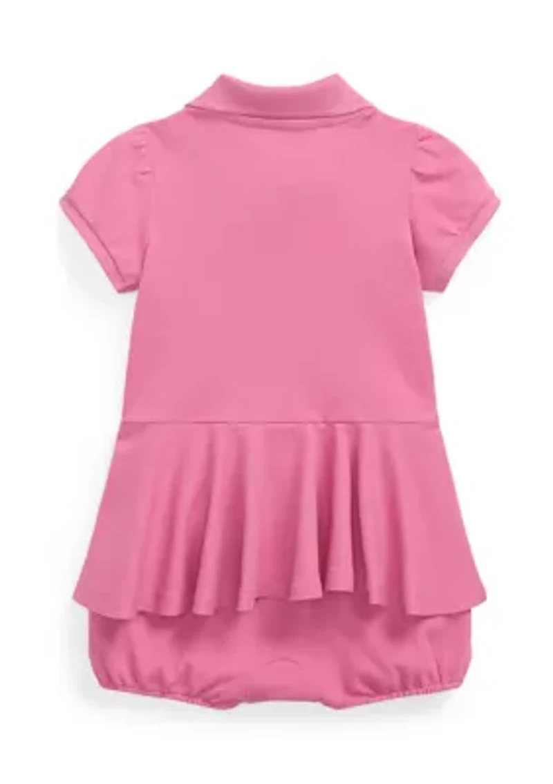 Baby Girls Stretch Mesh Peplum Polo Shortall