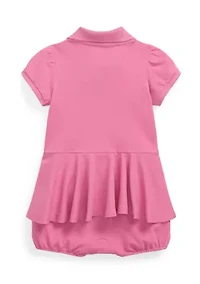 Baby Girls Stretch Mesh Peplum Polo Shortall