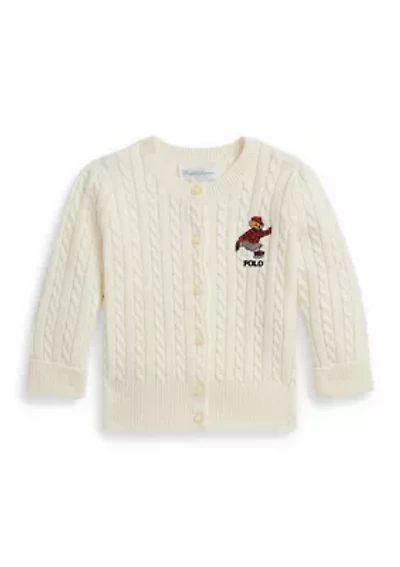 Baby Girls Polo Bear Mini-Cable Cotton Cardigan