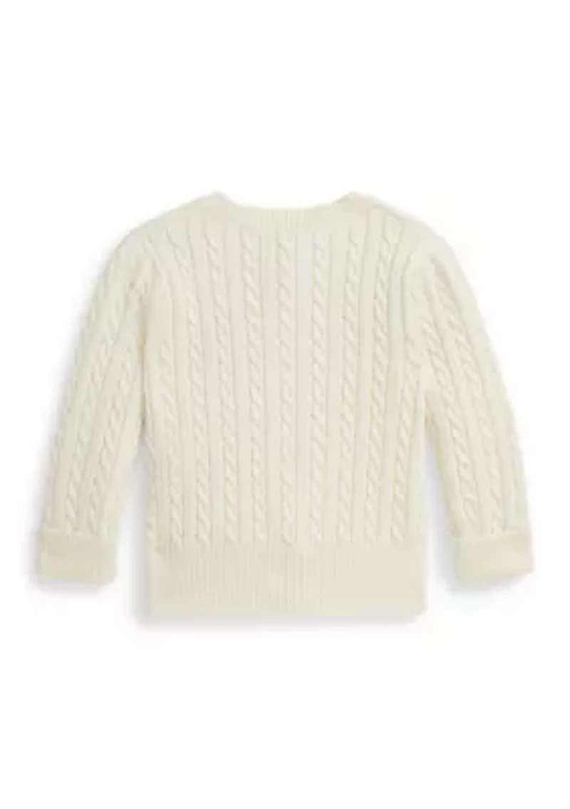 Baby Girls Polo Bear Mini-Cable Cotton Cardigan