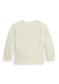 Baby Girls Polo Bear Mini-Cable Cotton Cardigan