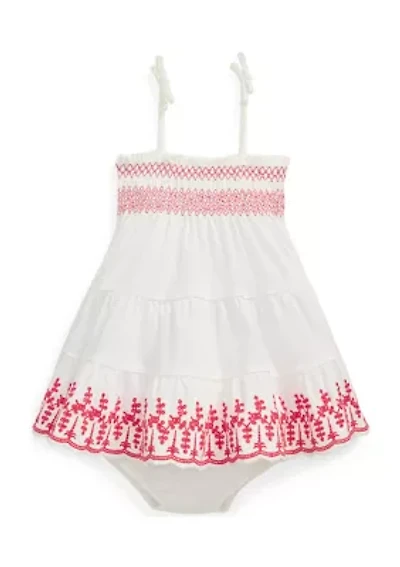Baby Girls Eyelet Cotton Jersey Dress & Bloomer