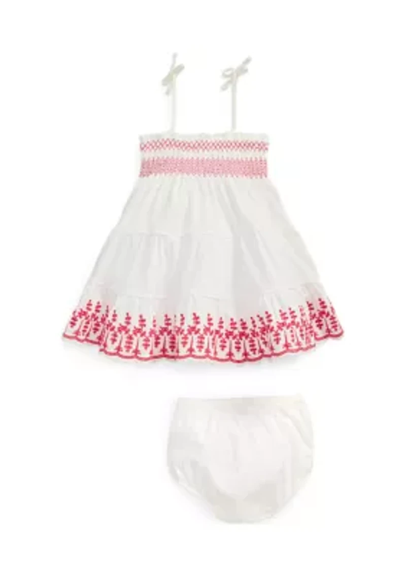 Baby Girls Eyelet Cotton Jersey Dress & Bloomer