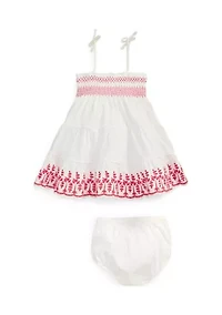 Baby Girls Eyelet Cotton Jersey Dress & Bloomer