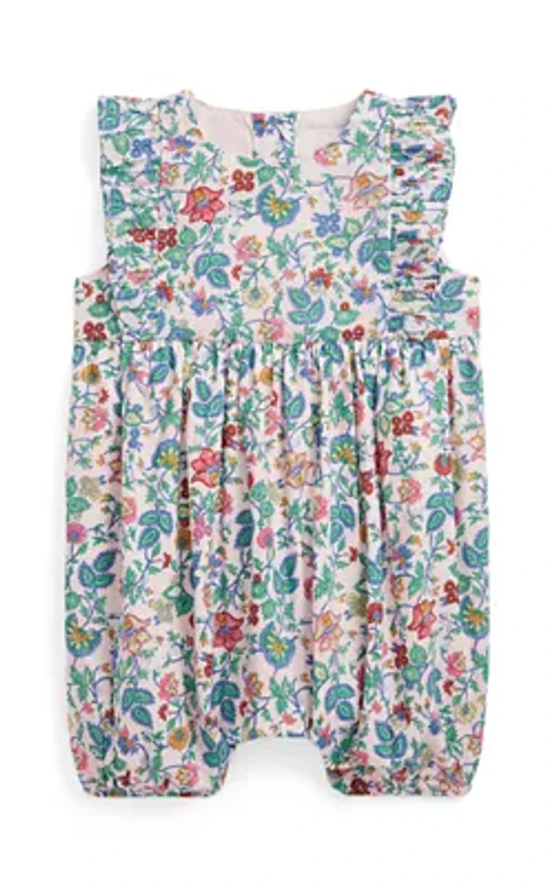 Baby Girls Floral Cotton Batiste Bubble Shortall