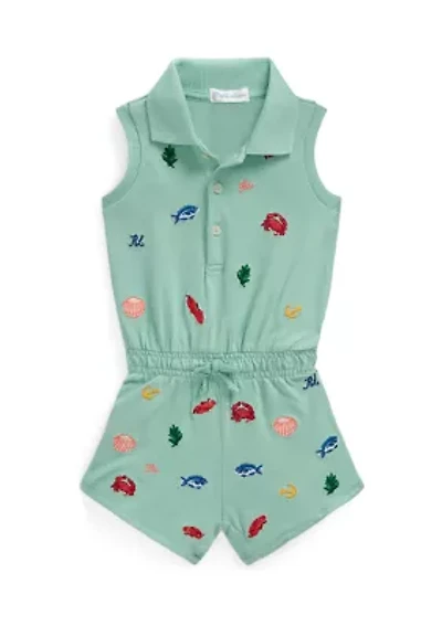Baby Girls Beach Icon Stretch Mesh Polo Romper