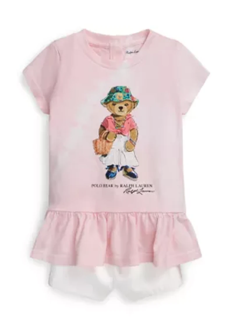 Baby Girls Cotton Jersey Bear Set