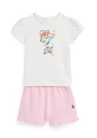 Baby Girls Polo Bear Jersey Tee & Mesh Short Set