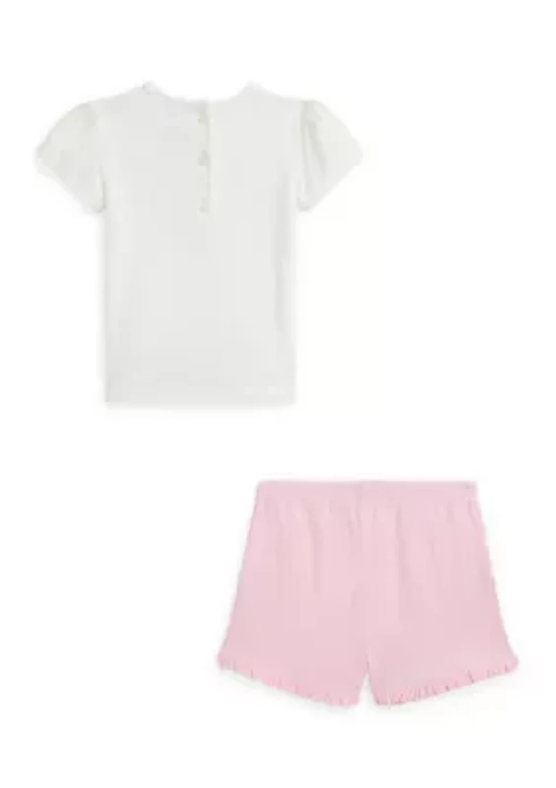 Baby Girls Polo Bear Jersey Tee & Mesh Short Set