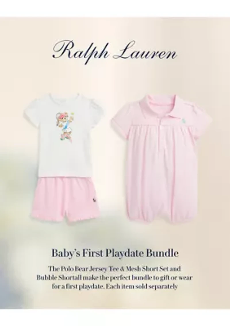 Baby Girls Polo Bear Jersey Tee & Mesh Short Set