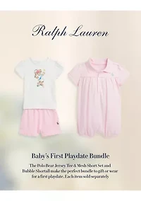 Baby Girls Polo Bear Jersey Tee & Mesh Short Set